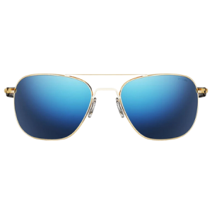 Gafas de sol Aviator Randolph con montura de oro 23k y lentes espejo Atlantic Blue