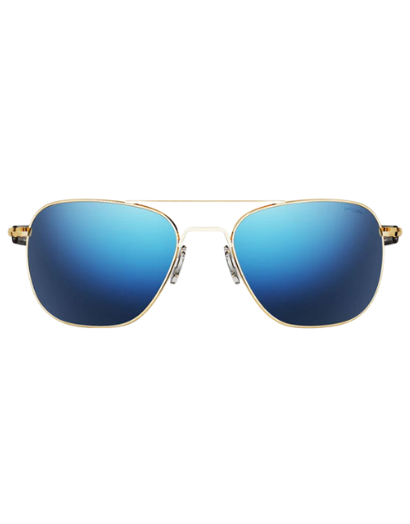 Gafas de sol Aviator Randolph con montura de oro 23k y lentes espejo Atlantic Blue