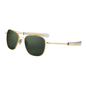 Gafas de sol Aviator Randolph con montura de oro de 23k y lentes verdes AGX