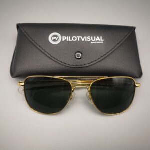 Aviador PilotVisual 55″ Lente Verde Policarbonato con Montura Dorada